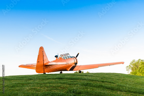 Adventure in the sky, Old airplane, orange, North American T-6G