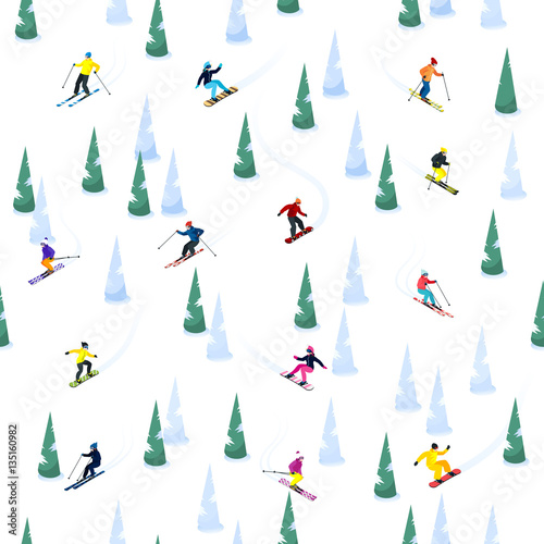Ski Hill Seamless Pattern
