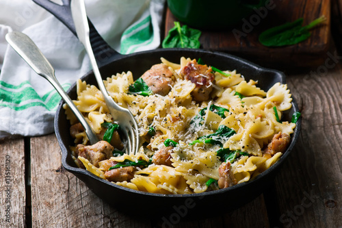Farfalle  with Chicken Sausage.