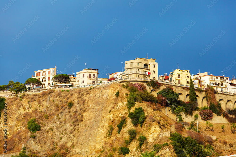 Italian city Scilla on a hill