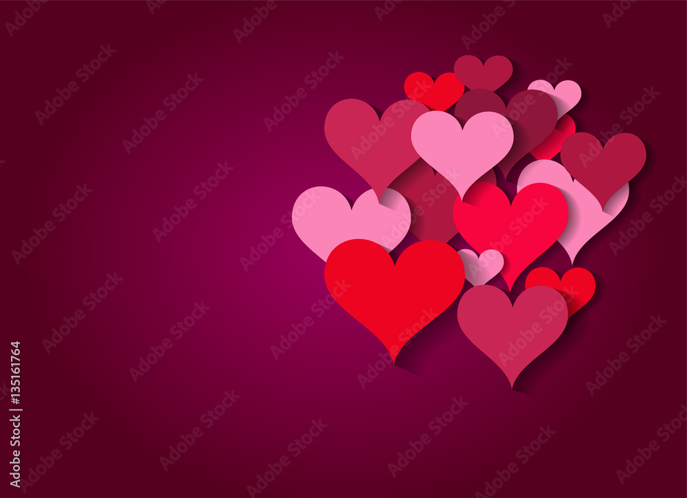 Happy Valentine's background with hearts, pink color vector