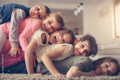 Canvas Print Children having fun at home.