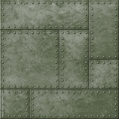 metal military green seamless background with rivets