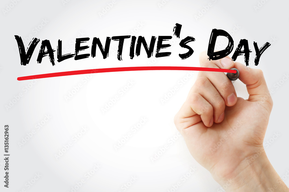 Fototapeta premium Hand writing Valentine's Day with marker, concept background