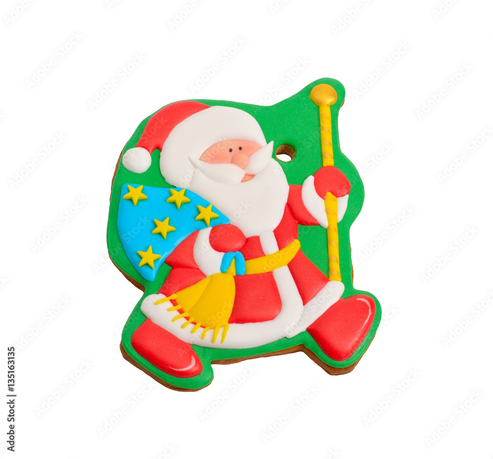 Fototapeta premium Santa Claus - Gingerbread. Isolated on white background.