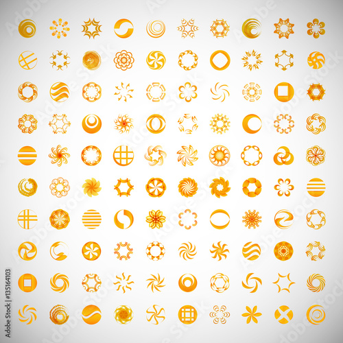 Circle Icons Set-Isolated.Vector Illustration,Graphic Design.Collection Of Abstract Decorative Elements.For App,Web Site,Print,Presentation Templates,Mobile Applications And Promotional Materials