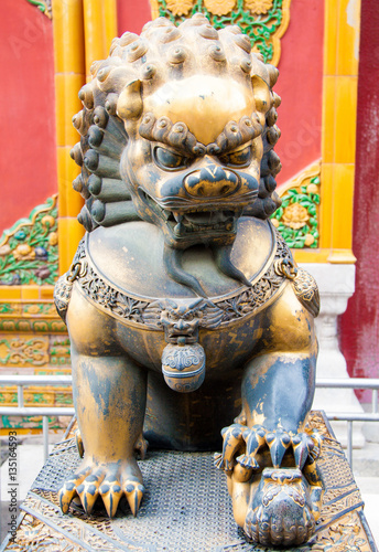 Photography Lion Statue in the Forbidden City, China