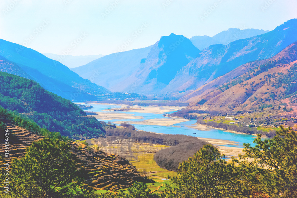 Yangtze river in Lijang, Yunnan Province, China