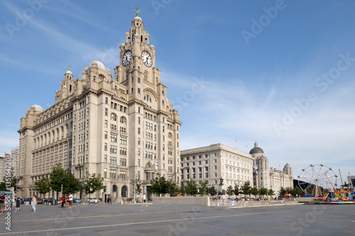 Liverpool Royal Liver building on the Mersey waterfront photo