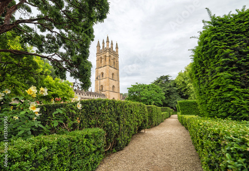 Oxford Botanic Garden with University tower