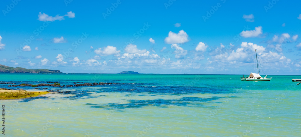 Fototapeta premium amazing white beaches of Mauritius island. Tropical vacation