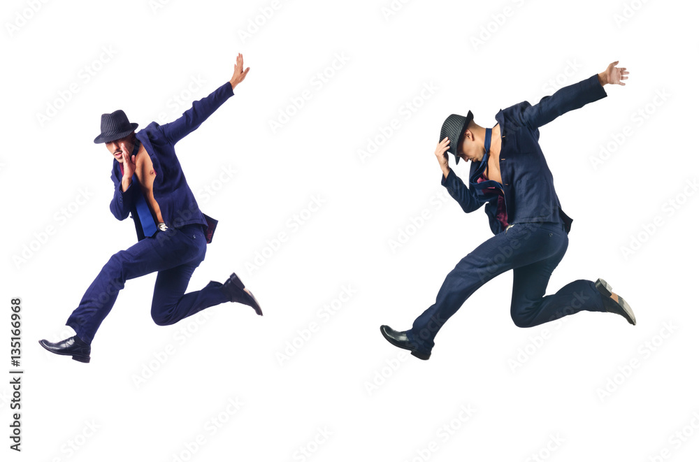 Jumping businessman isolated on white Jumping businessman isolated on white