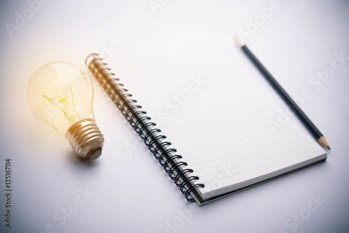 book and light bulb, business education concept.