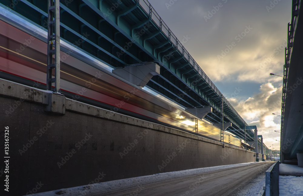 Naklejka premium railroad train fast motion