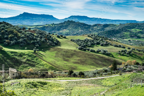 Typical inland countryside of Sicily: plateaus of Enna and Calas