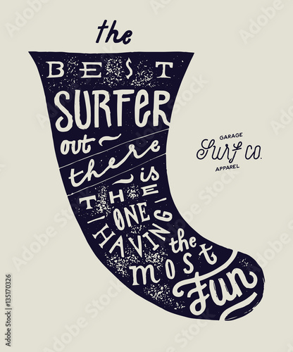 best surfer surfboard fin motivational quote lettering print