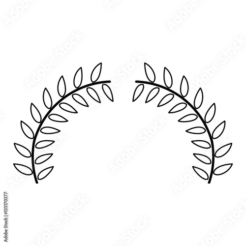 monochrome contour with branchs with leaves in shape of crown vector illustration