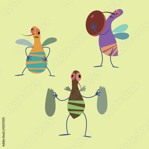 Mosquito, insect collection vector illustration of a flat style.