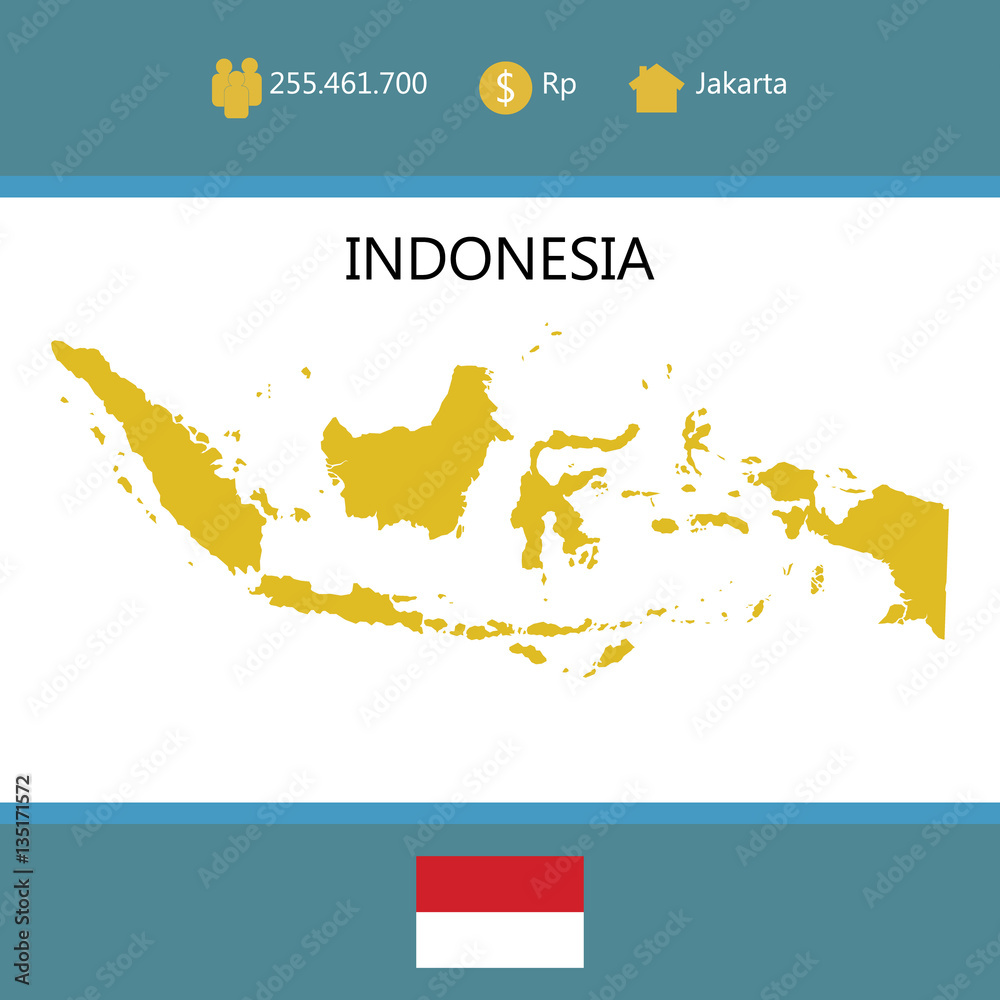 Indonesia Maps With Nation Flag