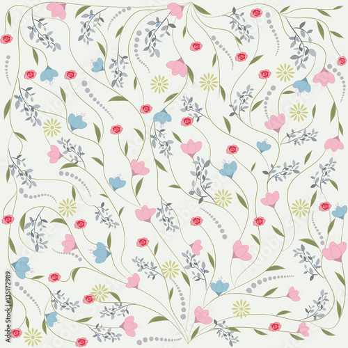 Fototapeta Naklejka Na Ścianę i Meble -  background wild flowers Delicate pink blue art creative vector illustration