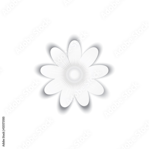 white origami paper flower isolated on white background art creative modern vector decorative element for design
