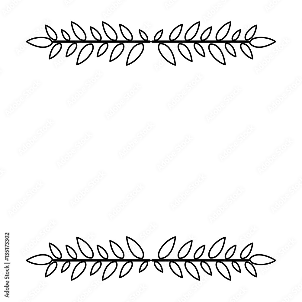 monochrome contour with sheet with border of branchs with leaves vector illustration