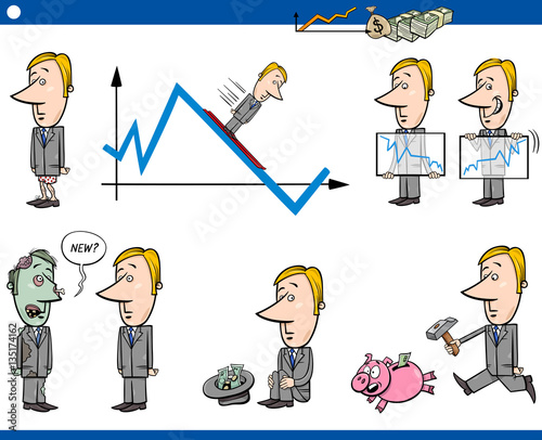 business cartoon concept set