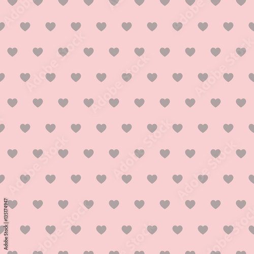 Seamless polka pattern with hearts. Vector