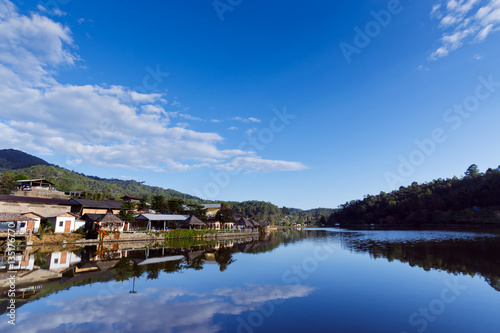 Ruk Thai village, chinese style riverside view in front of the m © suradech_k