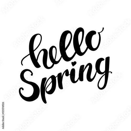 Hello Spring Lettering on background. Vector typography