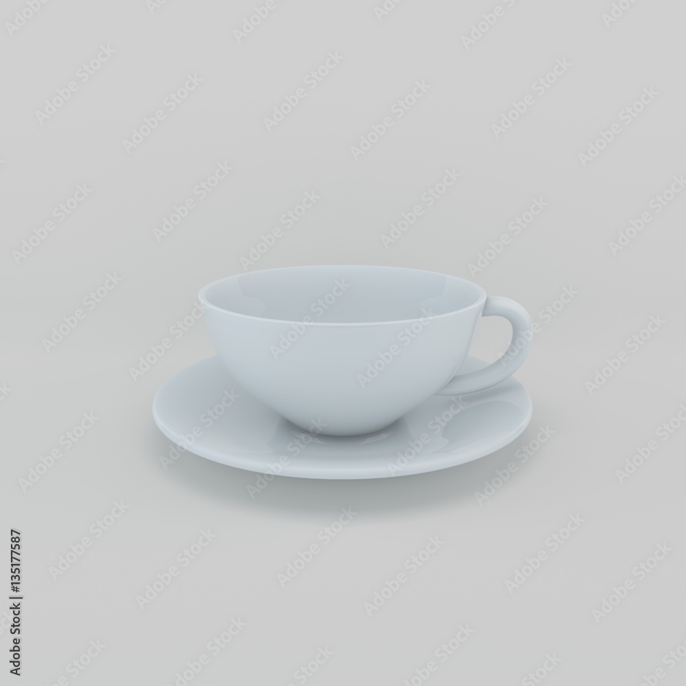 Empty Coffee cup. Isolated on grey background. 3D rendering illu Empty Coffee cup. Isolated on grey background. 3D rendering illu