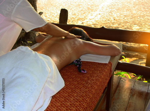 Wallpaper Mural Skin And Body Care Beautiful young couple enjoy together a massage at spa beach centre Torontodigital.ca