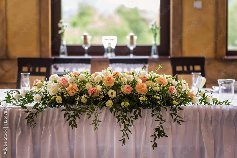 Beautiful wedding reception table decoration