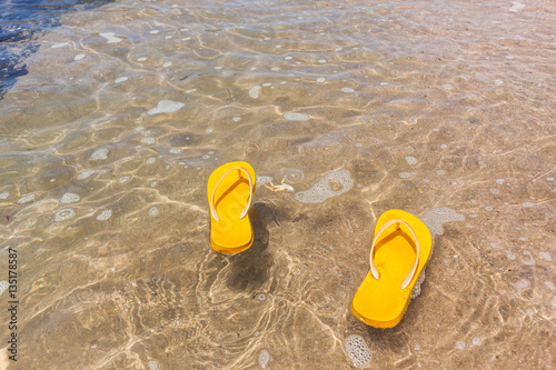 Slippers Yellow Beach Shoreline
