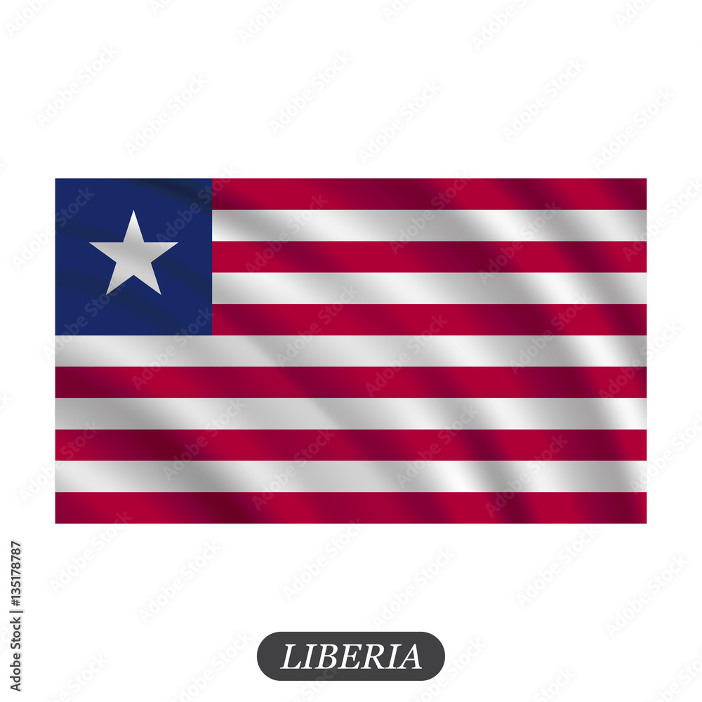 Waving Liberia flag on a white background. Vector illustration