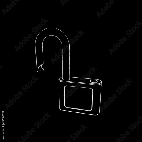 Open padlock.Isolated on bl...
