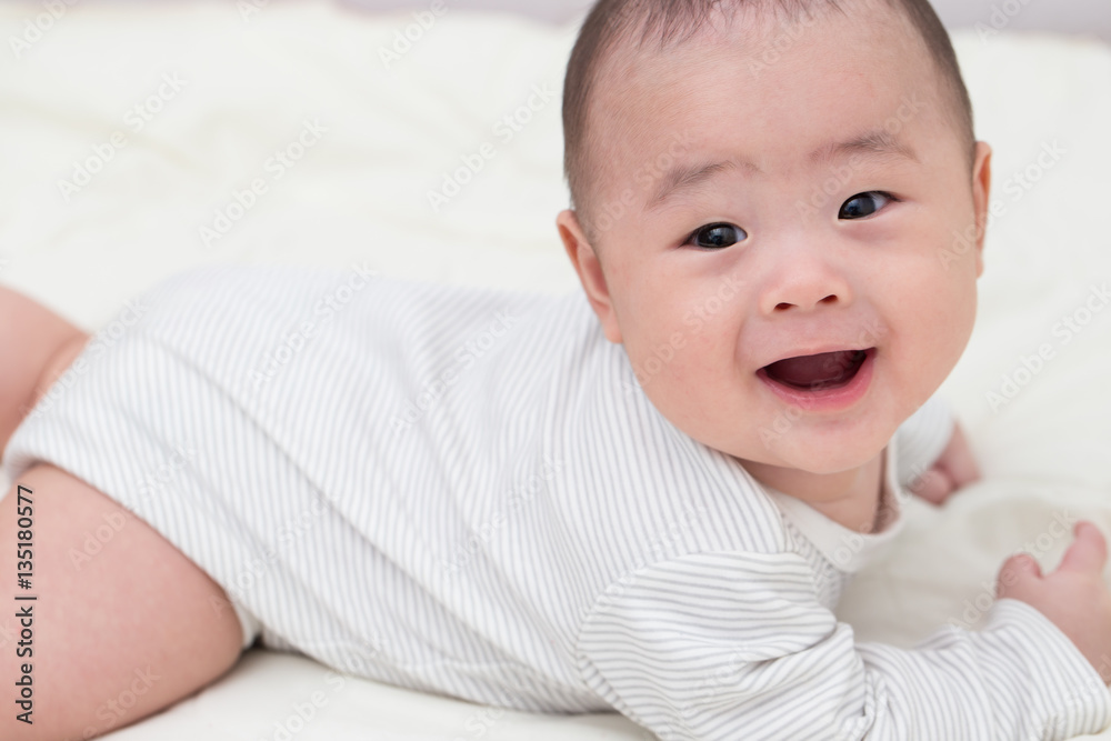 Portrait adorable baby smiling and surprise Portrait adorable baby smiling and surprise