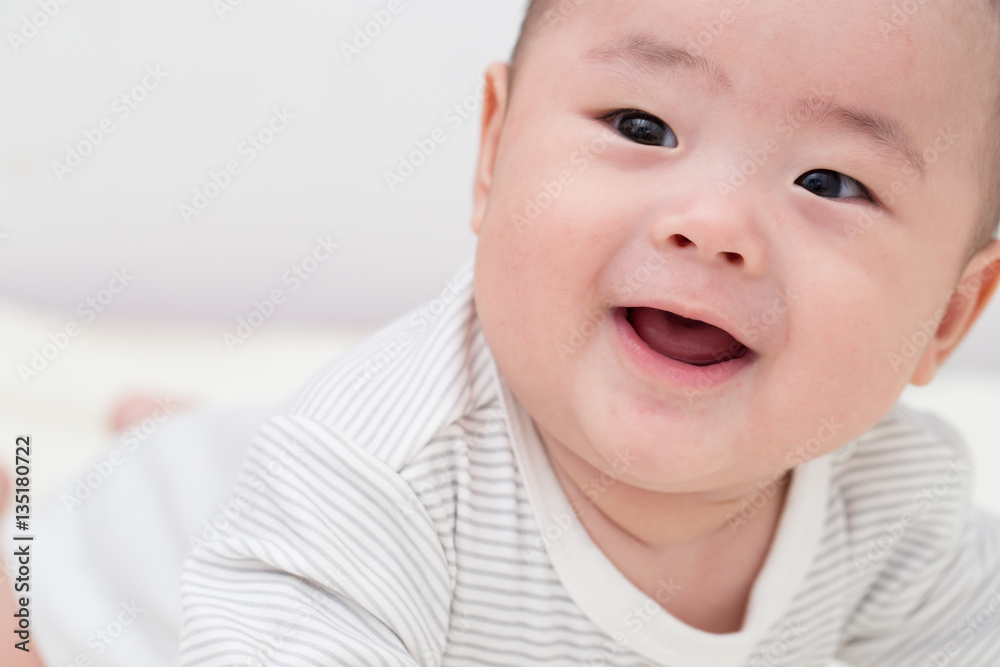 Portrait adorable baby smiling and surprise Portrait adorable baby smiling and surprise