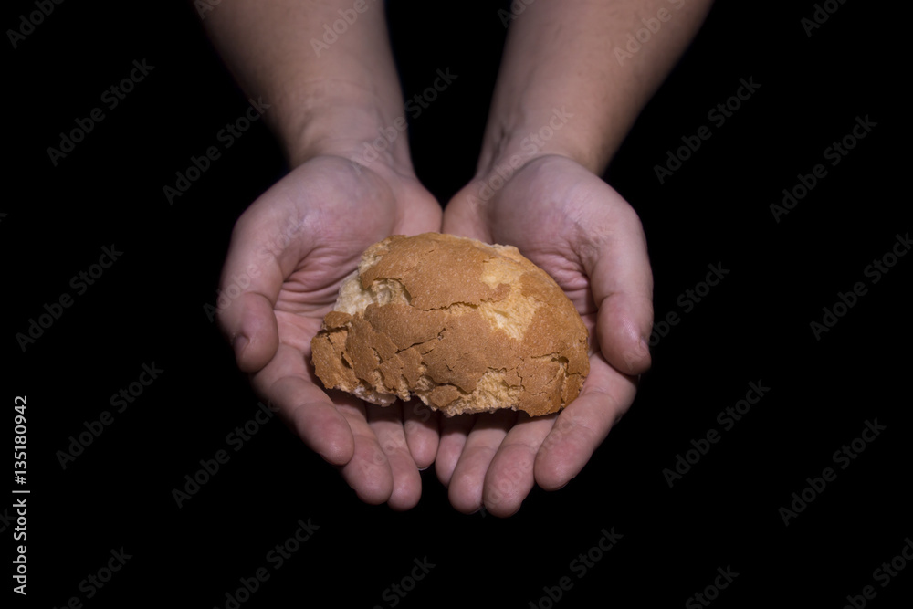 Giving bread. Poverty concept. Giving bread. Poverty concept.