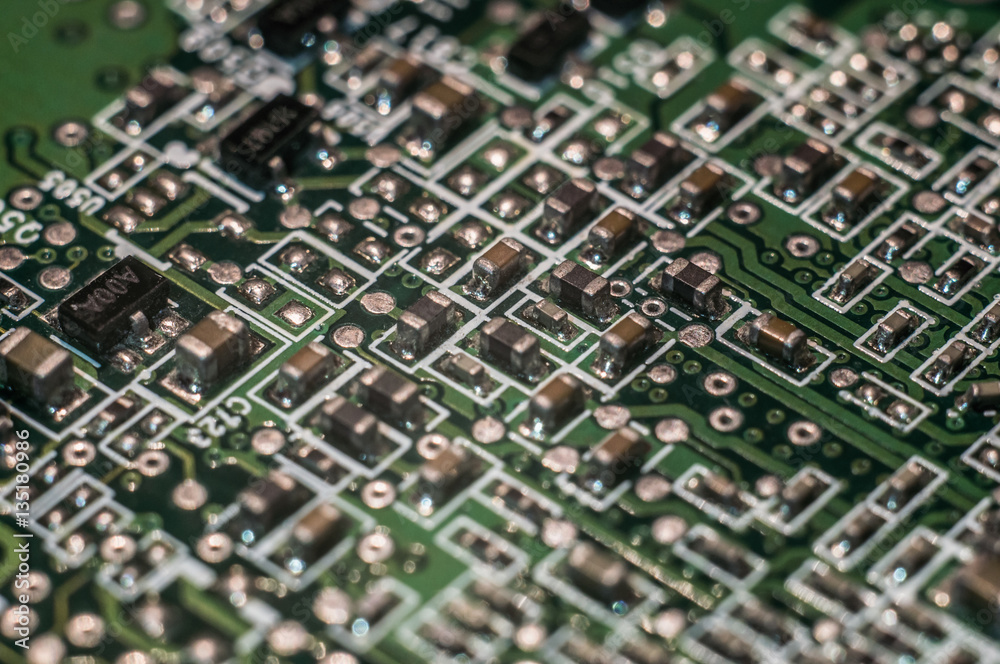 circuit board with computer chip circuit board with computer chip