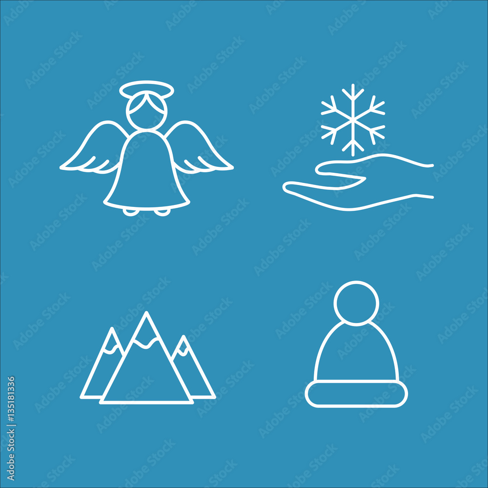 winter cold snow line icons set winter cold snow line icons set