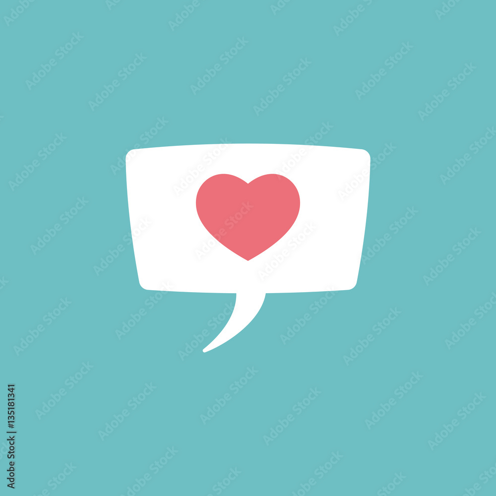 love heart, speech bubble, dialog box icon on blue background love heart, speech bubble, dialog box icon on blue background