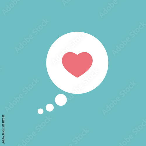 love heart, speech bubble, dialog box icon on blue background