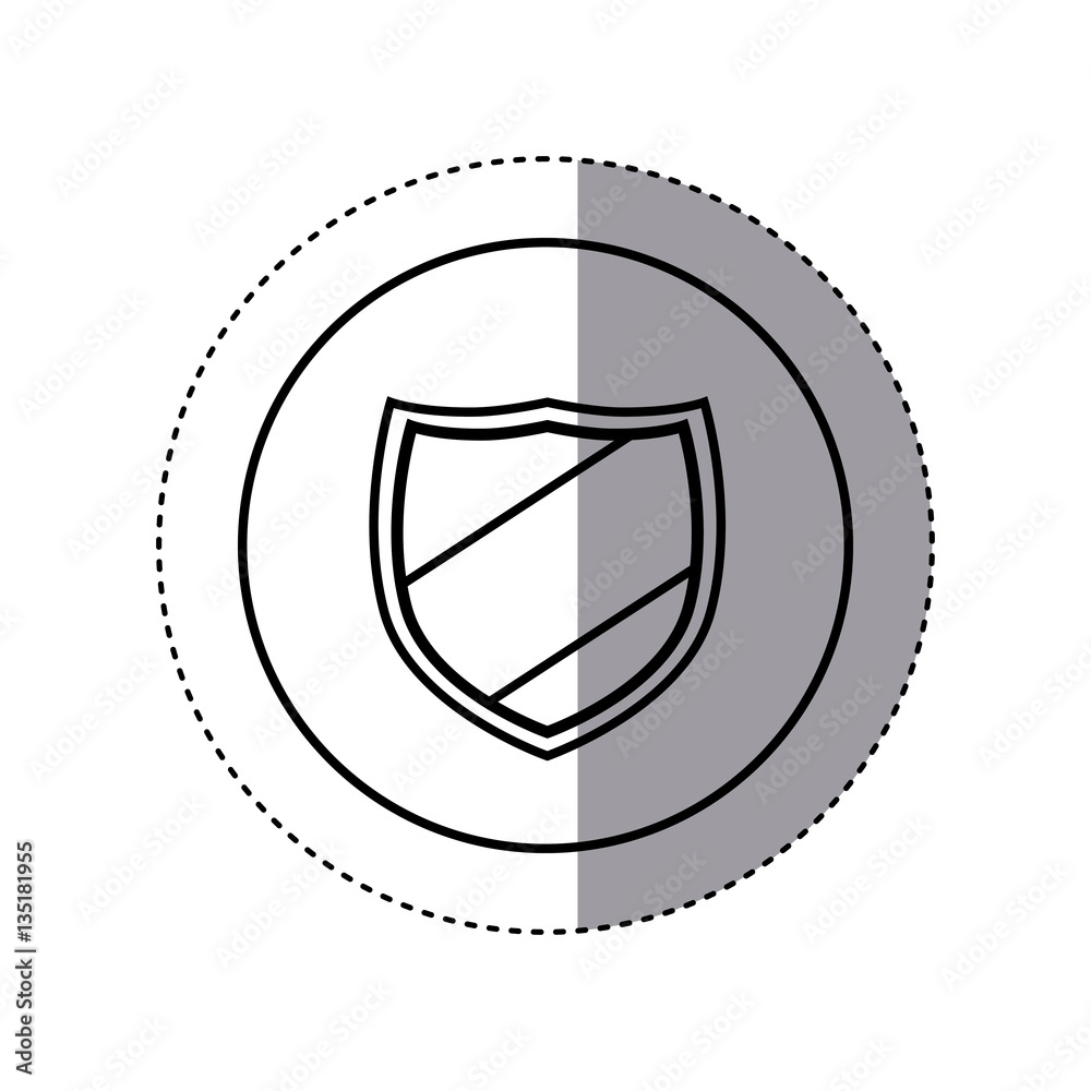 contour sticker circular border with shield with striped vector illustration contour sticker circular border with shield with striped vector illustration