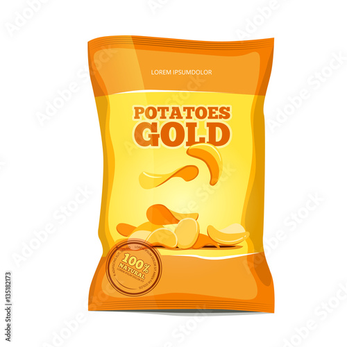 Crisp potato chips snacks vector bag package