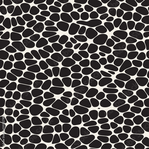 Organic Irregular Rounded Jumble Shapes. Vector Seamless Black and White Pattern
