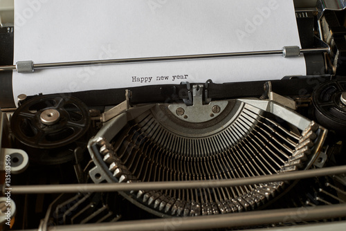 Hapy new year typed words on Vintage Typewriter