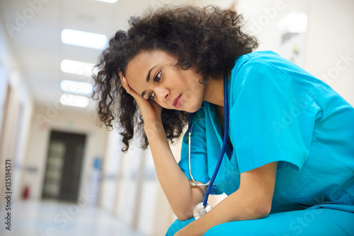 Εκτύπωση καμβά Emotional stress of young doctor