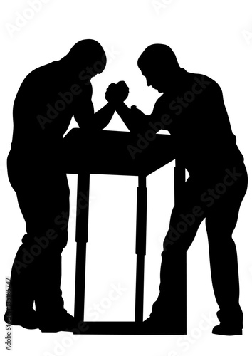 Athletes to compete in arm wrestling on the white background