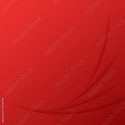 Red abstract background with curved lines. Vector illustration .